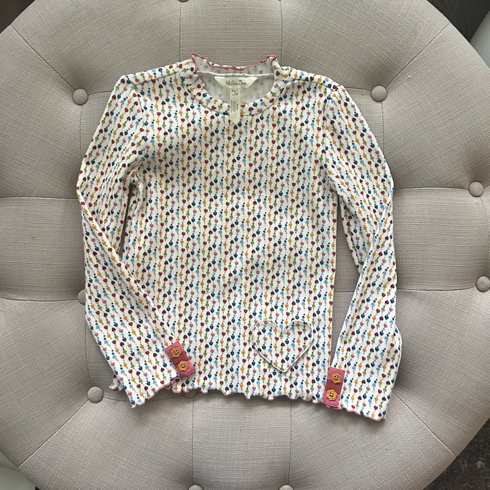 Matilda Jane Long Sleeve Tee with Heart Pocket Size 6 w/matching Hair Bow
